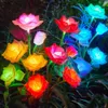 Rechoo décoratif extérieur, 3 lumières de paquet avec 15 fleurs de rose, décoration de jardin solaire étanche à LED multicolo