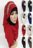 180x75 cm Donne di chiffon di alta qualità Sciarpa semplice scialle musulmana Rhinestone Hijab Pesta per la signora Hood Wraps Stole4242804