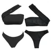 Damen Badebekleidung geflochtenes Seilgurt Badeanzug Zweiteiler stilvoller Bikini-Set mit hoher Taille Schwimmen eine Schulter für Frauen