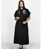 Robes décontractées Rosetic Femmes Goth Robe Fashion chic Embroé Snake Mid longueur Gothic Dark Punk Black Long sans ceinture