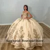 Nouvelle arrivée princesse champane quinceanera robes balles 2023 sweet 16 robes cristaux applications en dentelle anniversaire 15e robe de fête