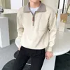 Maglioni maschili beige pullover beige polo con cerniera abiti da uomo zitting per uomo abbigliamento di grandi dimensioni x felpe ordina un divertente largo