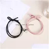 Autres bracelets 2pcs / paire couple aimant réglable pour les amants faits à la main élastique élastique Love Drop Livrètre bijoux dhgarden dhnxo