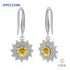 Dangle Ohrringe 18k Weiß Gold plattiert 0.5ct Moissanit Tropfen für Frauen rund geschnittene Sonnenblume Form 925 Sterling Silber Hochzeit Schmuck Schmuck