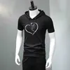 Camisetas masculinas Mens algodão Mistura de qualidade camisetas de qualidade Love Cat Pattern Tops personalizados de pescoço redondo Casual Summer Moda Cool Tee Shirtsl2405