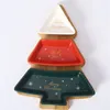 Assiettes couleur arbre de Noël Assiette de collation en céramique avec bonbon de fruits de dessert en forme de bambou