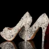 Unieke ivoor pearl rhinestone trouwjurk schoenen Peep teen hoge hakken bruidsschoenen waterdichte vrouw feest prom schoenen maat 34-43 platfo 270a
