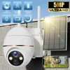Câmeras IP Câmera Solar Wi -Fi de 5MP 8000mAh Bateria PTZ Monitoramento Câmera IP Câmera sem fio PIR Human Rastrear CCTV HD Outdoor impermeável a água 5x Zoom D240510
