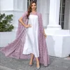 Vêtements ethniques Muslim Fashion Femmes Dush Cardigan 2 pièces Set Arab Dubai Party Burqas Shift Robe Islamic Spring été