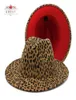QBHAT 2021 Bred Brim Leopard Fedora Ladies Wool Felt Hat Women Men Party Trilby Jazz Hats Patchwork Panama Cap2758147
