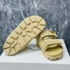 Famous Brands Flat platform slide slippers braided raffia comfort sandals with signature triangle open toes shoes for women holiday sandal factory footwear