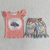 Kläder sätter sommar mode baby flickor rosa vattenmelon bubbla hylsa shorts set grossistbutik barn kläder