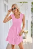 Casual Dresses Gentillove Womens Summer Ruffle Bohemia Beach Elastic Empire Waist A-line Layered Swing Flowy Mini Dress