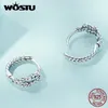 WOSTU 925 Sterling Silver Vintage Double Layer Twist Hoop Earrings For Women Classic Retro Knot Euroepan Ear Clips Wedding Gift 240506