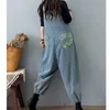 Le tute femminile Romper patchwork salti in denim per donne pantaloni a gamba in stile coreano pantaloni larghi