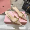 Платье обувь Slingback Высокие каблуки зашнуруют неглубокие туфли сандалии средней каблуки с кристаллами сверкающие туфли для печати резиновые кожа