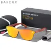 Barcur Brand Design Natural Wood Temple Temple Soleil Men Polarisé Femmes Fashion Lunettes de soleil Mirror Mirror UV400 240510