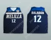 Custom nay mens Youth / Kids Darko Balaban 12 Club Melilla Baloncesto Navy Blue Basketball Jersey Top cousé S-6XL