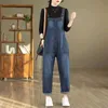 Tute da donna Rompeggiano tute in jeans per donne in stile coreano Rompeggio solido abbigliamento da lavoro casual giocattoli vintage pantaloni dritti outfit women y2405105uvr