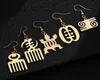 Lustre de Dangle 10PairsLot Símbolo Africano de Ouro Brincos de Jóias Vintage ADinkra Gye Nyame para Women44691633743334