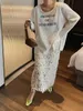 Long Sequin pliped jupe Spring Woman Vêtements Y2K Fashion Corée Style gothique vintage Élégant haute taille Lolita Tulle 240506