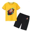 Kleidungssets Drucken Sommer Baumwoll T-Shirt süße T-Shirts Jungen Mädchen Kleidung Sport Tops Shorts Kawaii Tees Kills Weihnachtsgeschenk