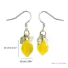 Boucles d'oreilles en peluche végétale de citron jaune orage délicat d'agrumes de bijoux à thème d'agrumes