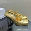 Pantofole tacchi da ballerina fiocchi in pelle di metallo bordi abbinati sottili scarpe di lusso alte