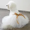 Vêtements pour chiens robes blanches pour les petits chiens fille de luxe robe mariée princesse d'anniversaire de mariage costume bowknot jupe tutu vêtements pour animaux de compagnie