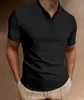 Polos maschile 2024 Summer più venduto Mens Solido Shirt Shirt Shirt Crew Bottoni da uomo Slip Slip Slip Fresco Mens traspirato Top Y240510Korv