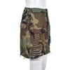 Kjolar damer kamouflage-knapp midjeficka a-line kjol vår och sommar utomhus sexig militär stil mini