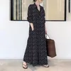 Sıradan Elbiseler Bayan Kadın Boho Uzun Kollu Maxi Elbise Pamuk Keten Baskı Gömlek Yakıt ve Cepler Vestidos Femenino