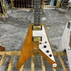 Custom Shop 1958 Korina Flying v Electric Guitar Rosewood Boodboard Witte pickups Gratis verzending Juist