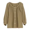 Blouses voor dames oversized boeren shirt blouse dames lantaarn mouw katoenen franse stijl knop omlaag tops lichtgewicht