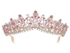Baroque Rose Gold Pink Crystal Bridal Tiara Crown With Comb Pageant Prom Veil Headband Wedding Hair Accessories 2202268034351