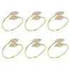 Handdoekringen Nieuwe 6 -stcs/kavel goudbladeren Napkin Ring voor bruiloftsevenement Verjaardagsfeestje Dinertafel Decoratie Rhinestone metalen gespen Hol Dhrzo