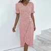 2024 Summer Floral Bodycon Midi Dress for Women V Neck Long Sleeve Ruched Slim Fit Dresses Female Vestido Robe 240509