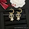 luxury earrings designer Earrings channelly Diamond Embedding Net Red Instagram Fashion Earrings Five pointed Star Leather Rope Earrings Metal Trend