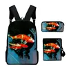 Rucksack Harajuku cooler Koi Karpfen 3D -Druck 3pcs/Set Pupil Schools Taschen Laptop Daypack geneigte Umhängetasche Bleistift Gehäuse