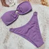 Kvinnors badkläder Kvinnor Bikini Solid baddräkt Tvådelar Set Wrapped Sexy Swimsuit lämplig för kvinnor Sexig baddräkt Summer Beach Swimsuit J240510
