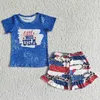 Clothing Sets Fashion Baby Girls Hanging Strap Blue Popsicle Set Wholesale Boutique Children Clothes RTS