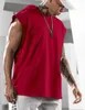 メンズTシャツ2023フード付きソリッドカラー新しいメンズカジュアルプルオーバースポーツメンズTシャツメンズウエストコートルーズJ240509