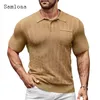 Herren Polos 2024 Amerikanische und europäische Mode Polo -Shirt Plus Size Herren Basic Top Kurzärmel Casual Pullovers Black Khaki Soft Strickwear