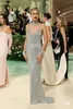 Celebrity Evening Dress Graduation Party Dress 2024 Met Gala Silver Spaghetti Mermaid Kendal Jenner Kim Kardashian Kylie Jenner Long Dress Off Shoulder
