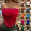 T-shirt pour femmes femmes bustier en satin corset top dentelle off roder band vintage garnit une ligne robes pour bodySuit extensible drop solide proposer dhmqp