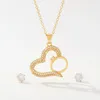 Collier Boucles d'oreilles Ensemble pavé romantique Zircon Love Heart Pendant Colliers Femmes Anneau Crystal Clicule Chaîne mariée Bijoux Bijoux