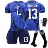 Soccer sets / Tracksuits Hers Tracksuits 2223 American Football Team Away Blue No. 10 Bridgic 8 McKeny 13 Morris World Cup Jersey