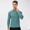 Lu hommes à manches à manches longues cols polo Polo Men de hauts collants d'élasticité à la remise en forme rapide des vêtements de gymnase secs