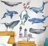 クジラのイルカの壁ステッカーキッズルーム幼稚園の寝室環境にやさしいアンカーウォールデカールアートDIYホームデコア2012013423713