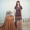Платья для вечеринок винтажные шикарные модные женщины Хиппи цветочный принт V-образный выпускной створки Bohemian плать